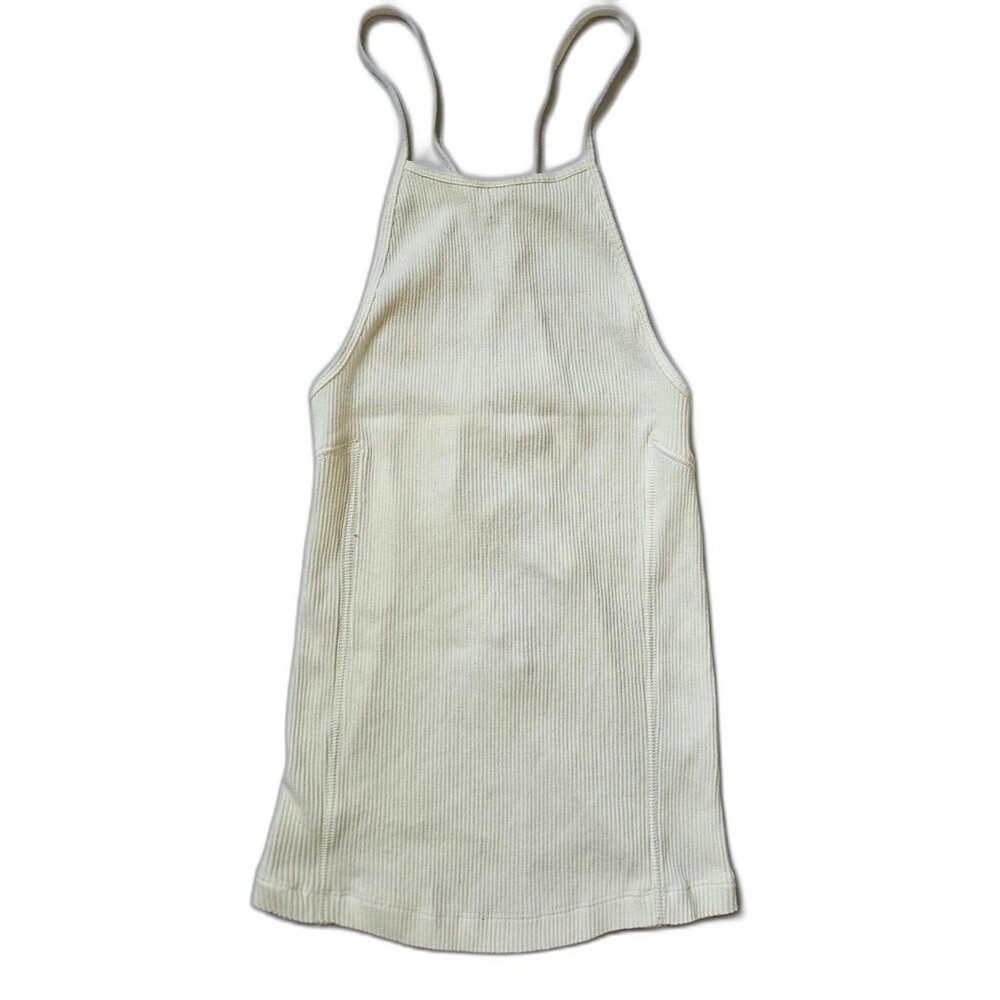 Free People Cream Ribbed Halter Tank Top Women's XS